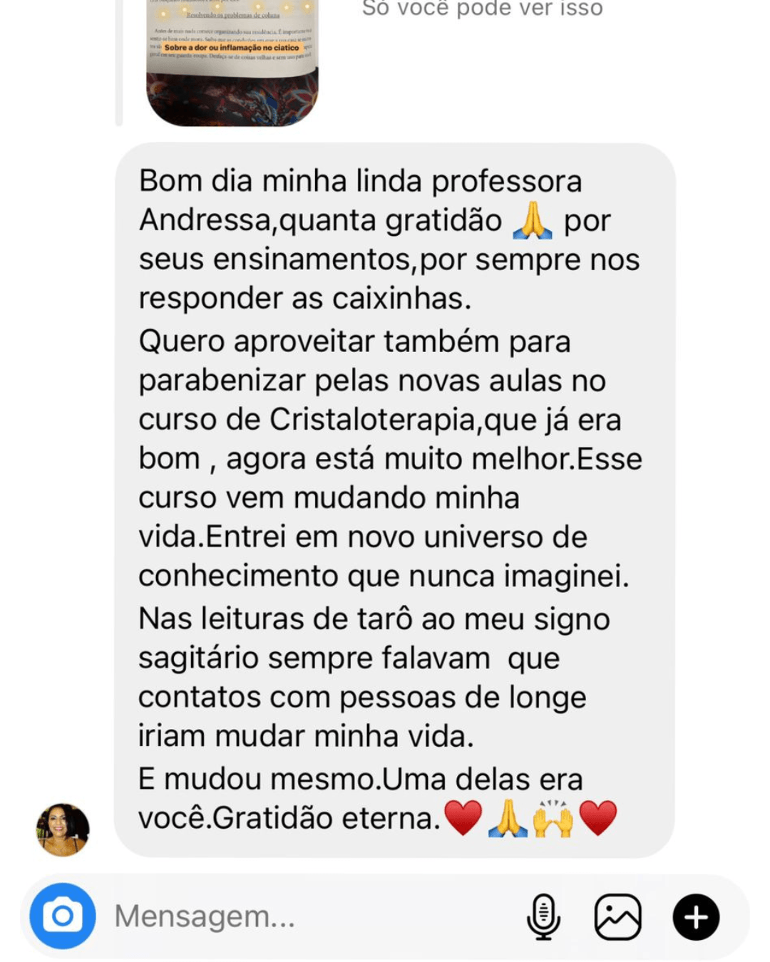 Depoimento de aluna